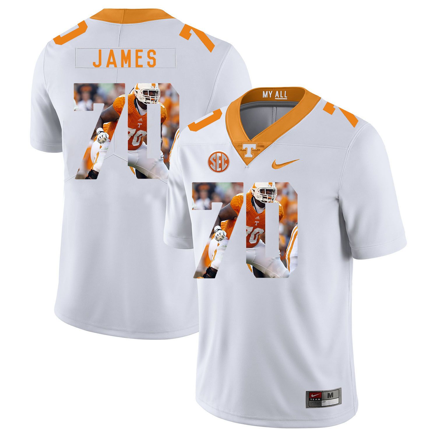 Men Tennessee Volunteers #70 James White Fashion Edition Customized NCAA Jerseys->customized ncaa jersey->Custom Jersey